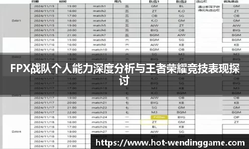 FPX战队个人能力深度分析与王者荣耀竞技表现探讨